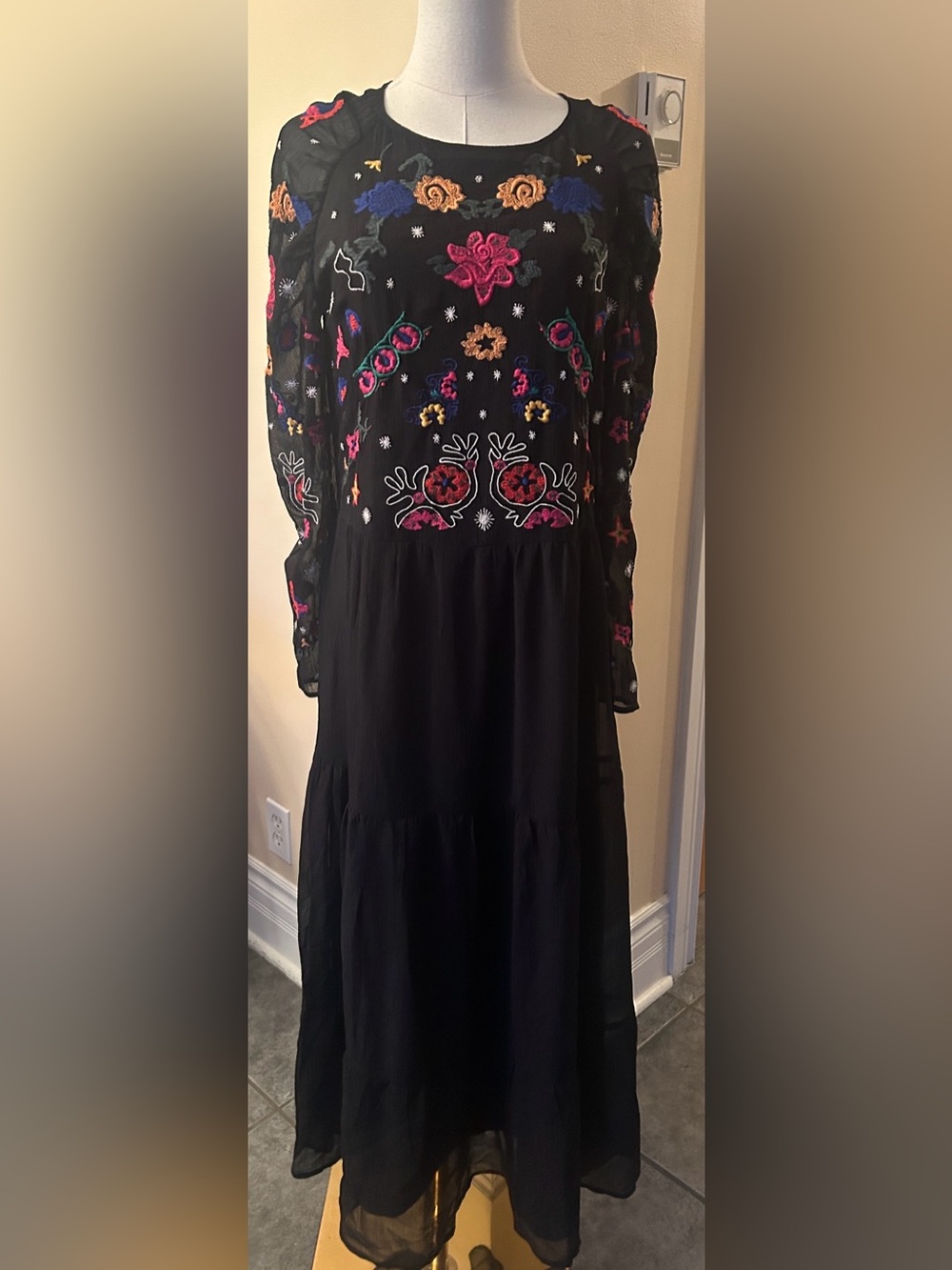 DESIGUAL Tulle Midi  Dress with colorful embroidery size extra small - Picture 12 of 16